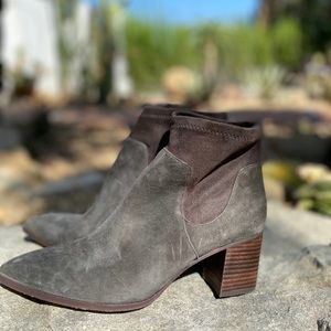 Suede Pointed Toe Booties Dark Grey/Iron